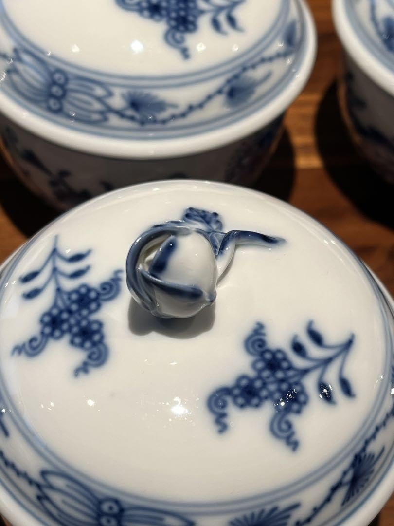 マイセンMeissen ブルーオニオン6個セット蓋付きスープカップ